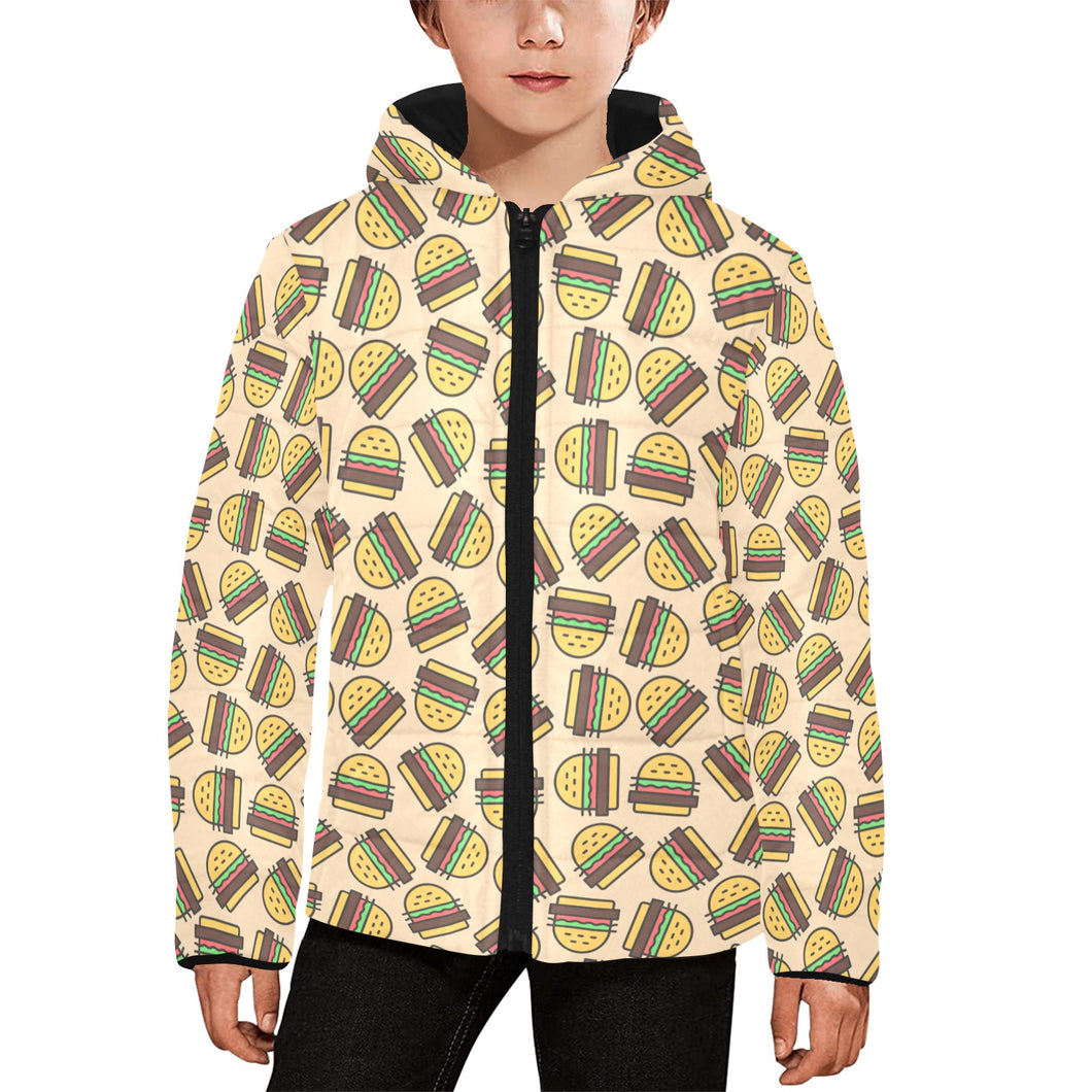 Hamburger Pattern Print Design 01 Kids' Boys' Girls' Padded Hooded Jacket