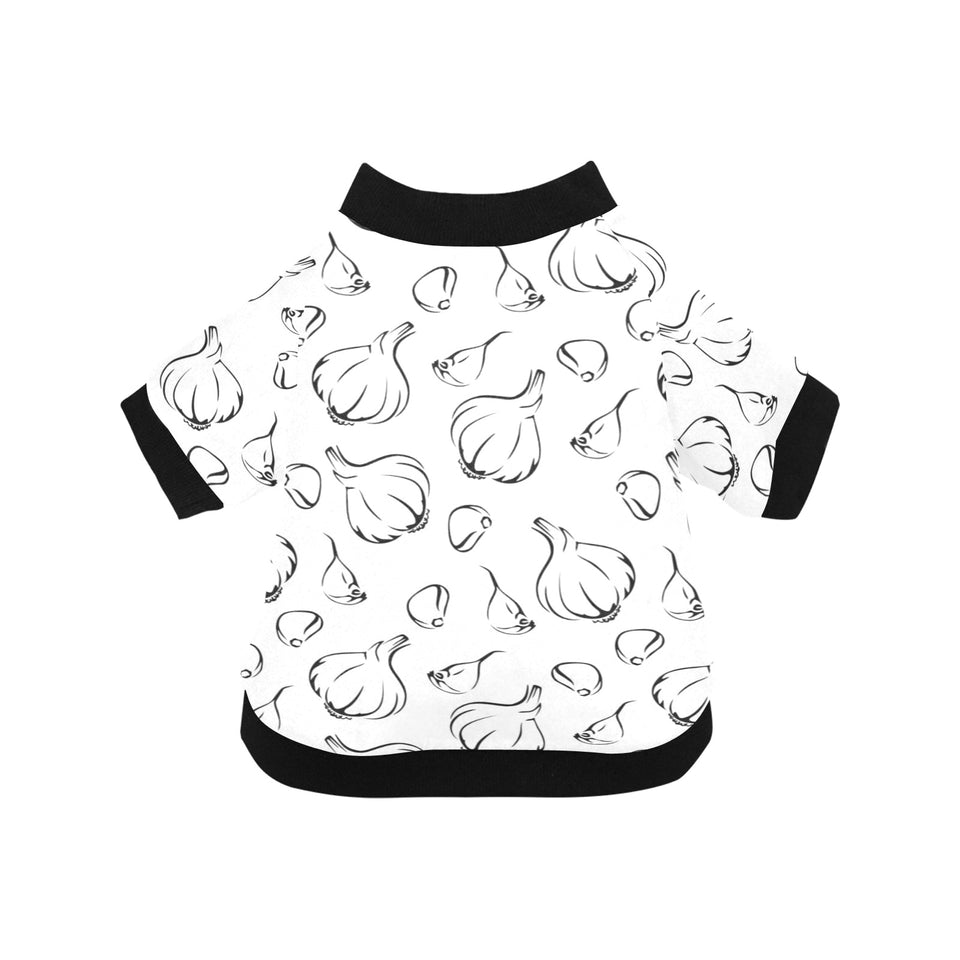 Garlic pattern black white All Over Print Pet Dog Round Neck Fuzzy Shirt