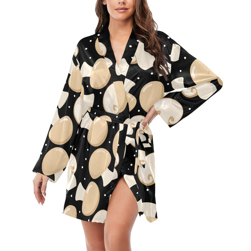 Champignon mushroom pattern Women's Long Sleeve Belted Night Robe