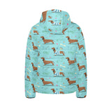 Dachshund decorative background Kids' Boys' Girls' Padded Hooded Jacket
