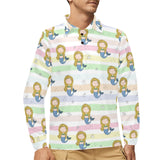 Cute hand drawn mermaid Men's Long Sleeve Polo Shirt