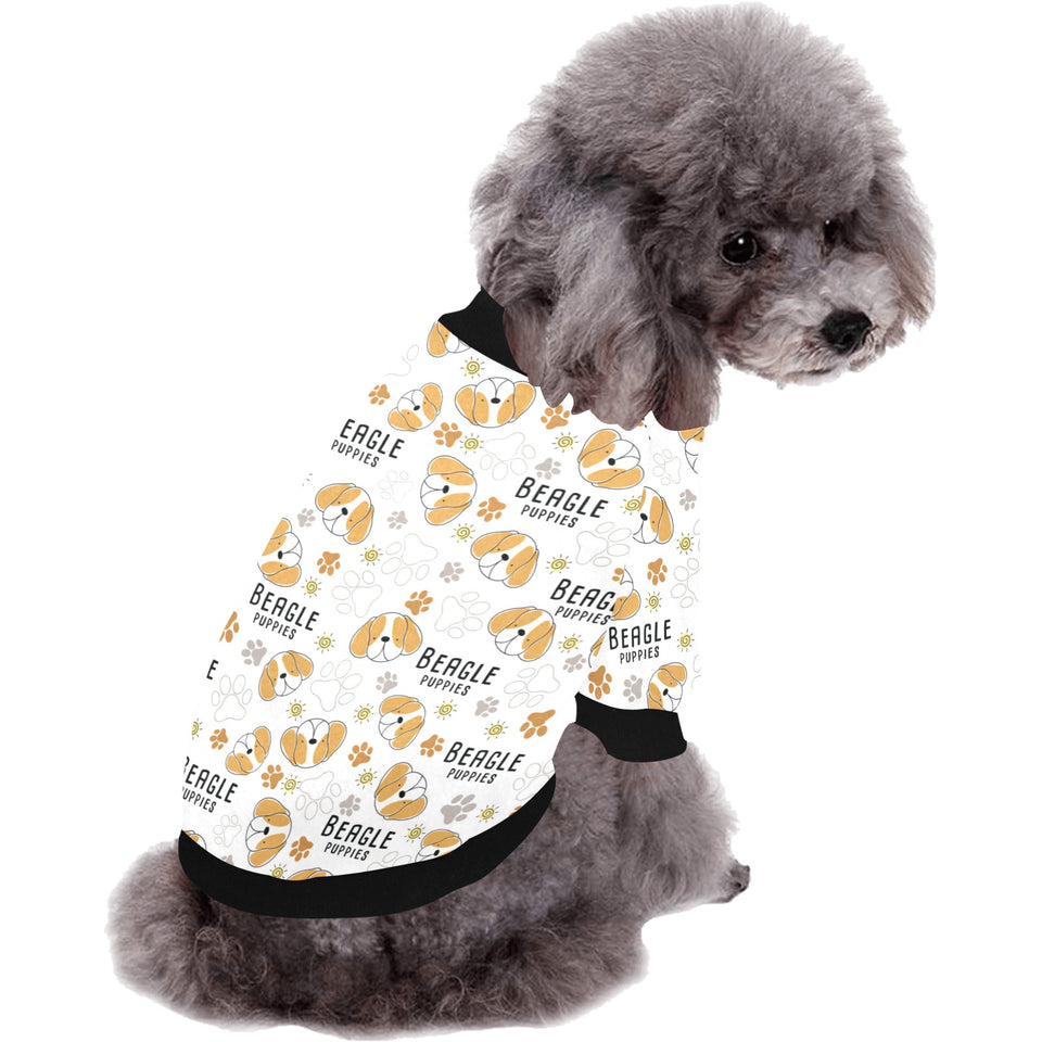 Cute beagle dog pattern background All Over Print Pet Dog Round Neck Fuzzy Shirt
