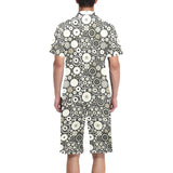 Gear Pattern Print Design 02 Men's V-Neck Short Pajama Set