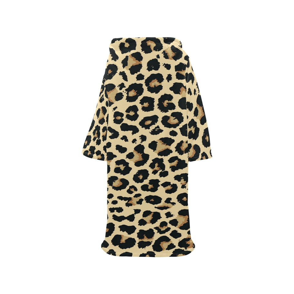 Leopard print design pattern Blanket Robe with Sleeves