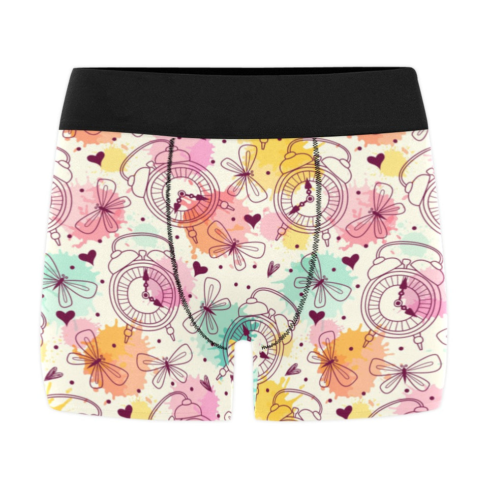 Clock butterfly pattern Men's All Over Print Boxer Briefs Men's Underwear