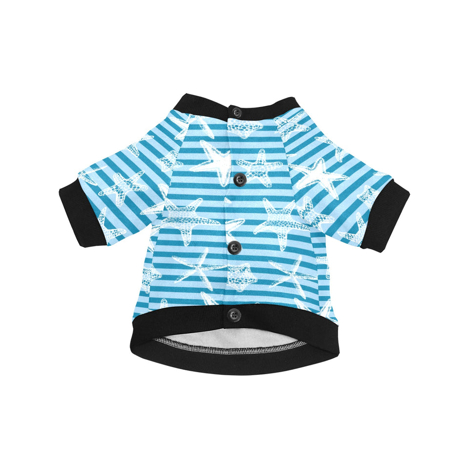 Starfish blue blackground All Over Print Pet Dog Round Neck Fuzzy Shirt