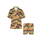 Kangaroo Australian aboriginal art pattern Women's V-Neck Short Pajama Set
