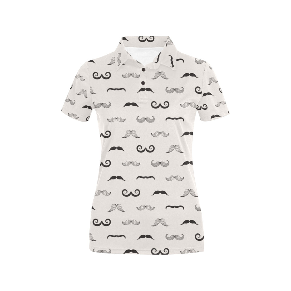 Mustache Beard Pattern Print Design 05 Women's All Over Print Polo Shirt