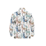 lama Alpaca cactus hand drawn pattern Men's Long Sleeve Polo Shirt