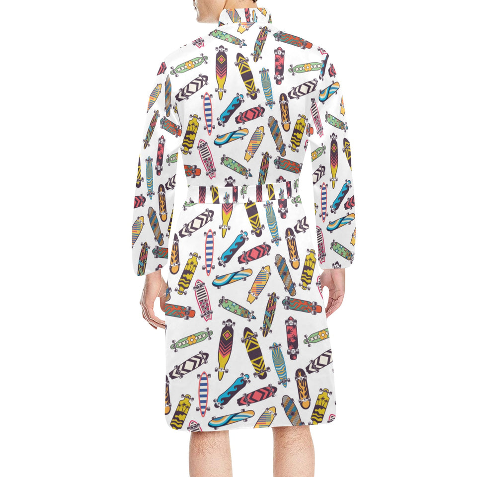 Skate Board Pattern Print Design 05 Men's Long Sleeve Belted Night Robe