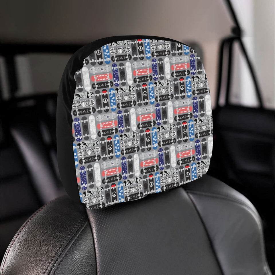 Skate Board Pattern Print Design 04 Car Headrest Cover