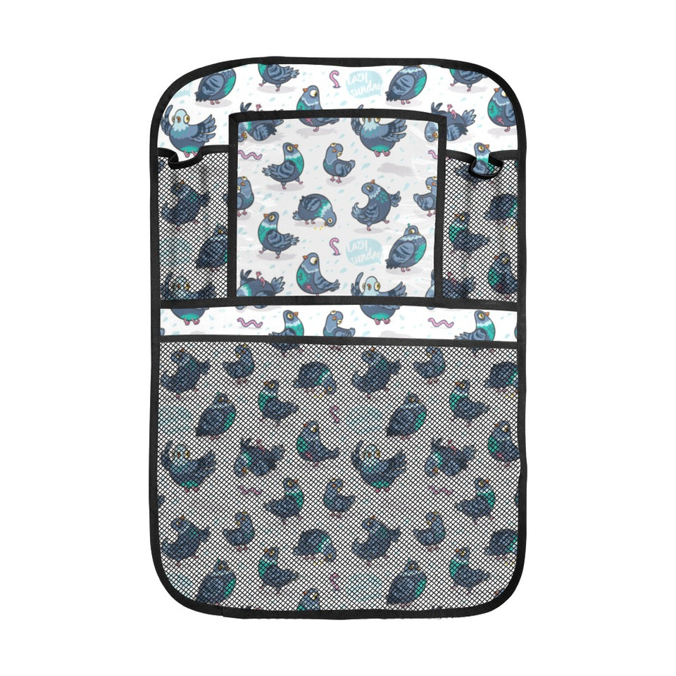 Pigeon Pattern Print Design 02 Car Seat Back Organizer