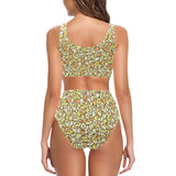 Popcorn Pattern Print Design 03 Chest Bowknot High Waisted Bikini Swimsuit