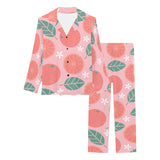 Grapefruit leaves flower pink background Women's Long Pajama Set