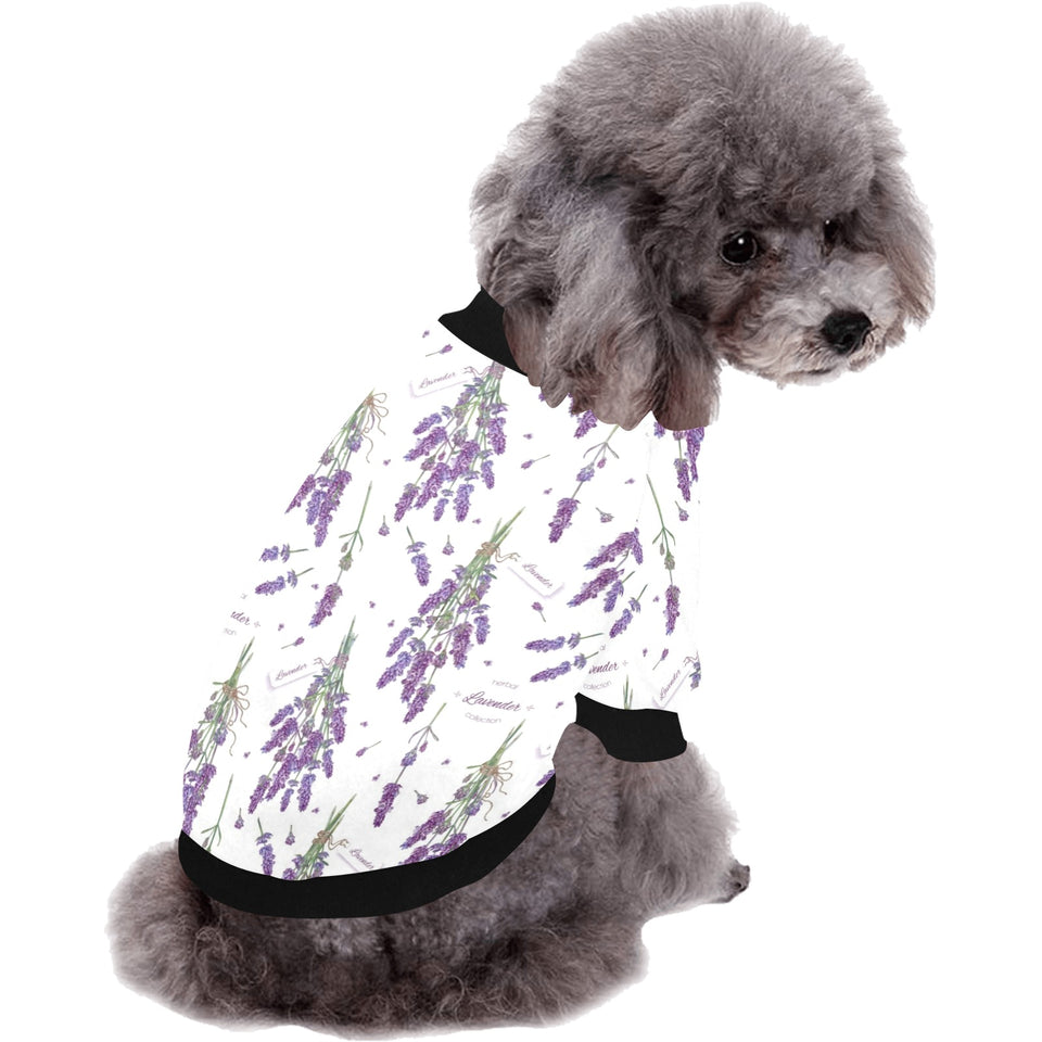 lavender flower design pattern All Over Print Pet Dog Round Neck Fuzzy Shirt