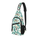 Cute sloths tropical palm leaves white background All Over Print Chest Bag