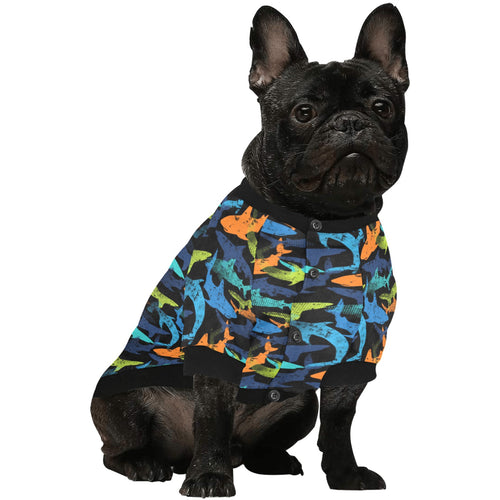 Colorful shark All Over Print Pet Dog Round Neck Fuzzy Shirt