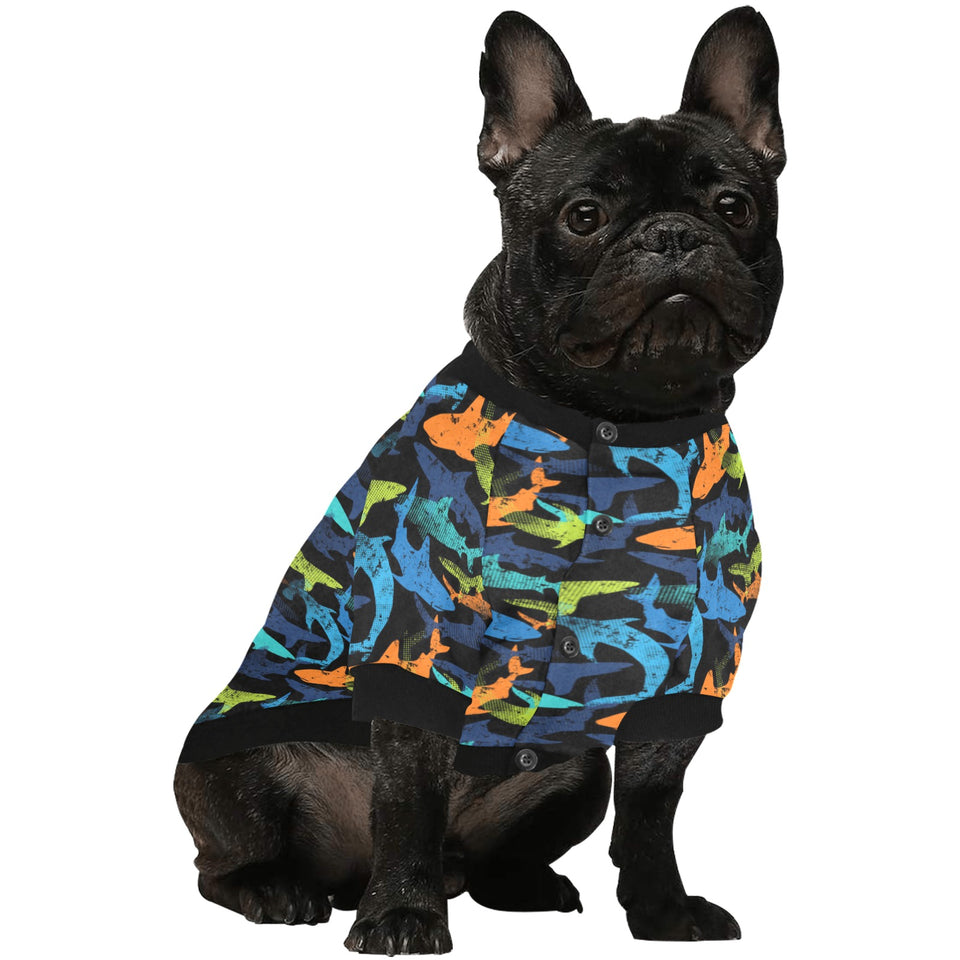 Colorful shark All Over Print Pet Dog Round Neck Fuzzy Shirt