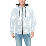Christmas tree winter forest pattern Men's Padded Hooded Jacket