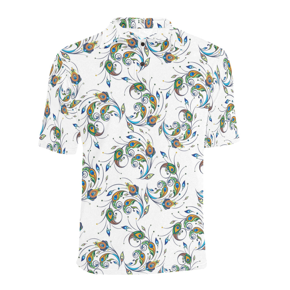 Peacock feather pattern Men's All Over Print Polo Shirt