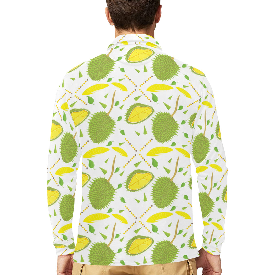 Durian pattern background Men's Long Sleeve Polo Shirt