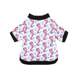 Purple seahorse blue coral pattern All Over Print Pet Dog Round Neck Fuzzy Shirt