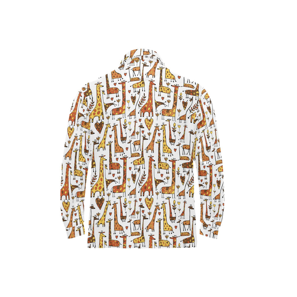 Giraffe Pattern Print Design 04 Men's Long Sleeve Polo Shirt