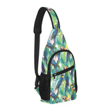 Colorful parrot exotic flower leaves All Over Print Chest Bag