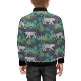 white bengal tigers tropical plant Kids' Boys' Girls' Bomber Jacket