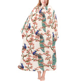 Peacock tropical flower pattern Blanket Robe with Sleeves
