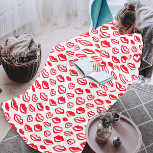 Lips Pattern Print Design 05 Blanket Robe with Sleeves