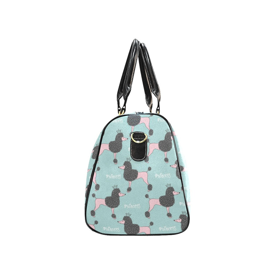 poodle dog green background Travel Bag
