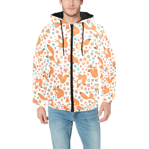Squirrel Pattern Print Design 05 Men's Padded Hooded Jacket