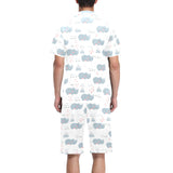 cute rhino heart pattern Men's V-Neck Short Pajama Set