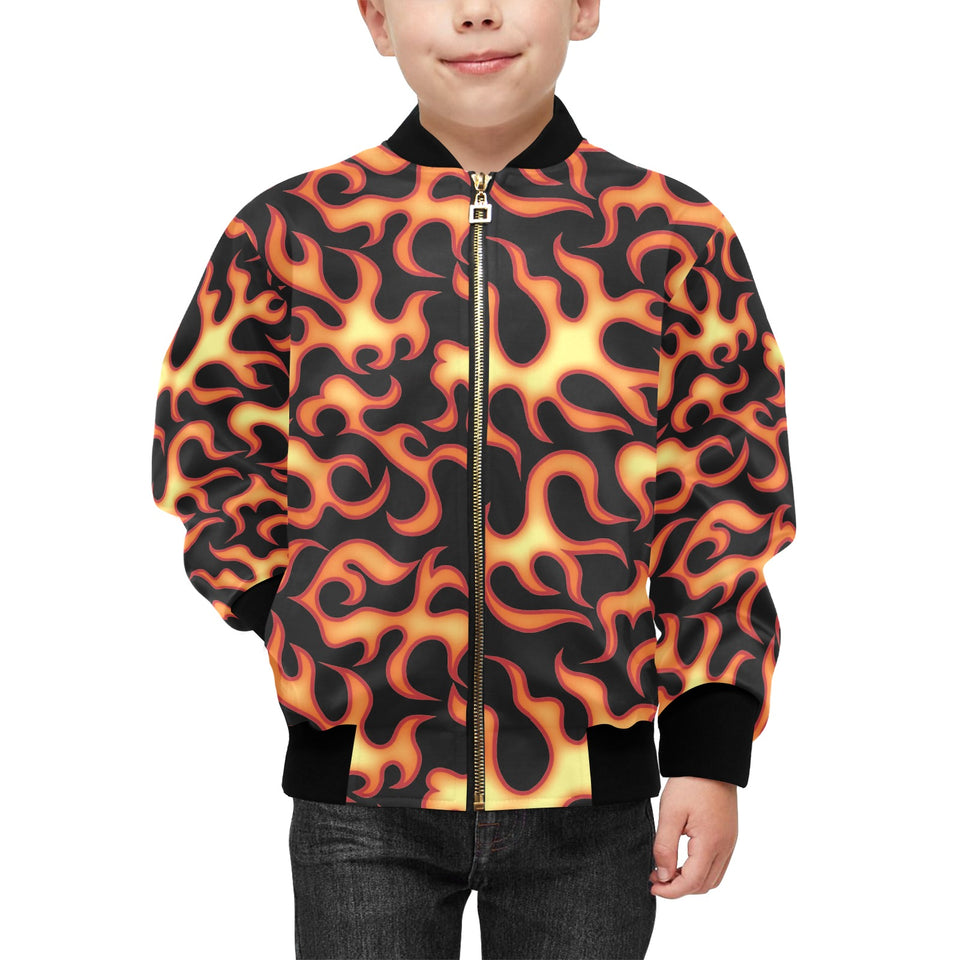 Fire flame dark pattern Kids' Boys' Girls' Bomber Jacket