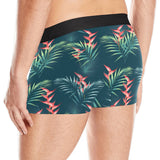 heliconia flowers, palm and monstera leaves on bla Men's All Over Print Boxer Briefs Men's Underwear