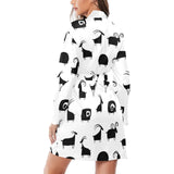 Goat ram pattern Women's Long Sleeve Belted Night Robe