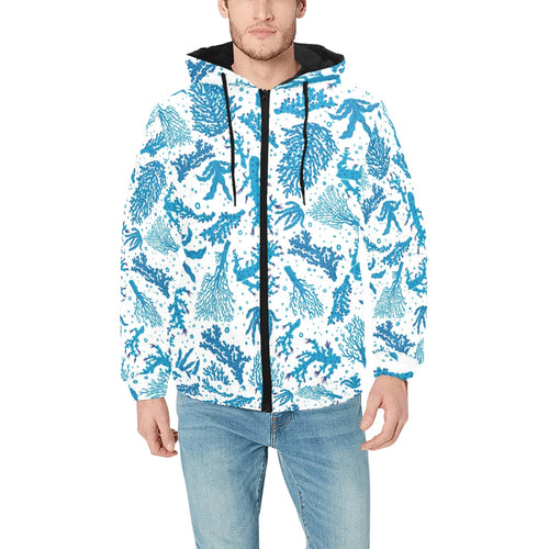 Coral Reef Pattern Print Design 01 Men's Padded Hooded Jacket