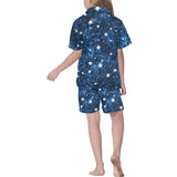 Night sky star pattern Kids' Boys' Girls' V-Neck Short Pajama Set