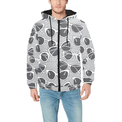Sun Glasses Pattern Print Design 04 Men's Padded Hooded Jacket