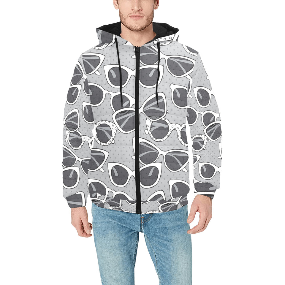 Sun Glasses Pattern Print Design 04 Men's Padded Hooded Jacket
