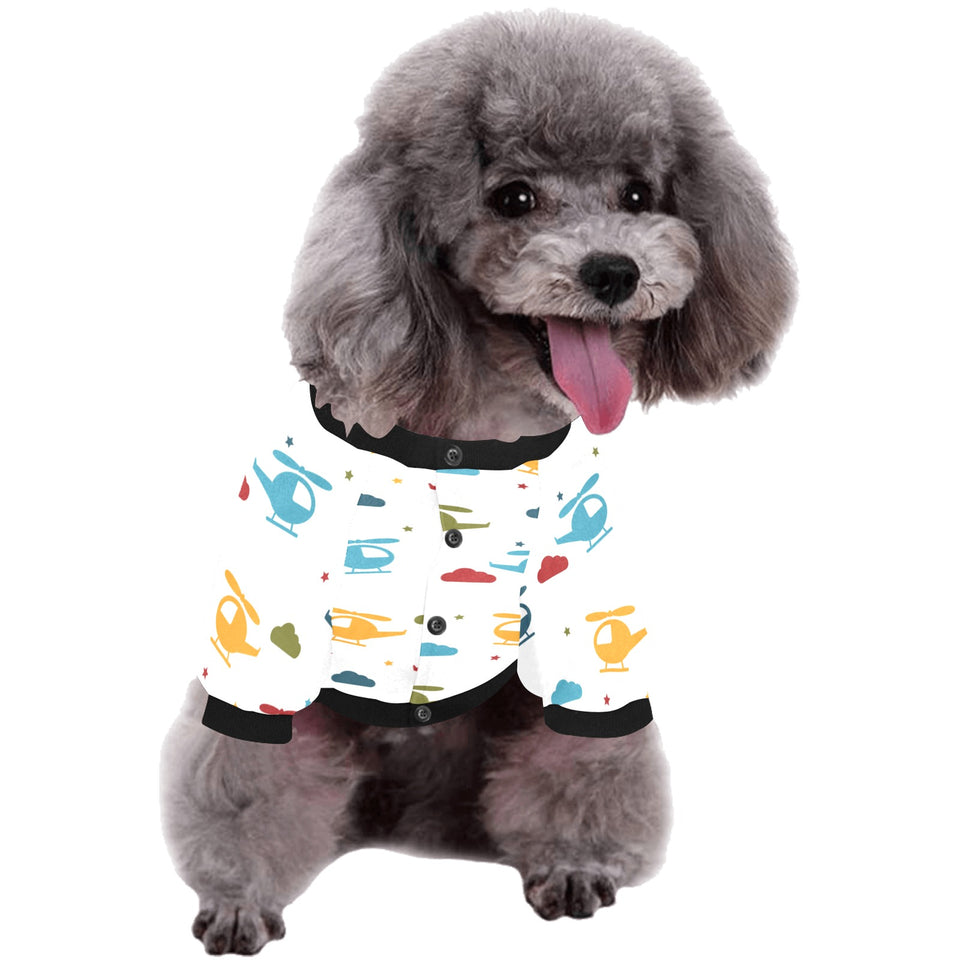 Colorful helicopter pattern All Over Print Pet Dog Round Neck Fuzzy Shirt