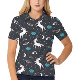 unicorn rainbows moon clound star pattern Women's All Over Print Polo Shirt