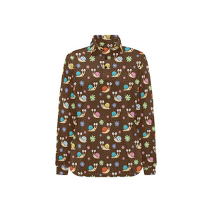 Snail Pattern Print Design 03 Women's Long Sleeve Polo Shirt