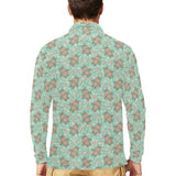 Hippopotamus Pattern Print Design 02 Men's Long Sleeve Polo Shirt