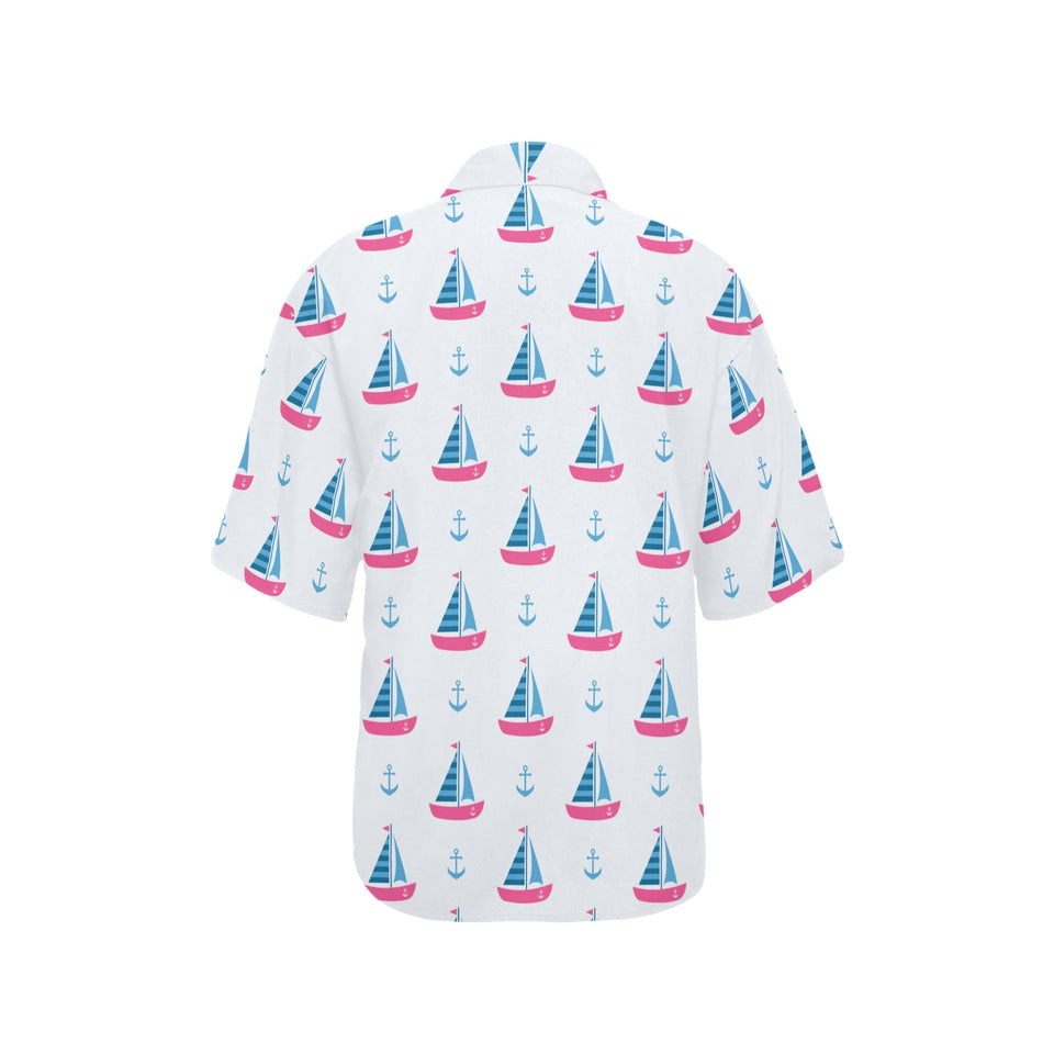 Sailboat anchor pattern Women's All Over Print Hawaiian Shirt