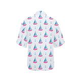 Sailboat anchor pattern Women's All Over Print Hawaiian Shirt