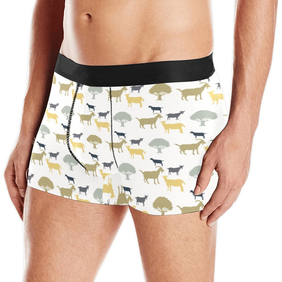 Silhouettes of goat and tree pattern Men's All Over Print Boxer Briefs Men's Underwear