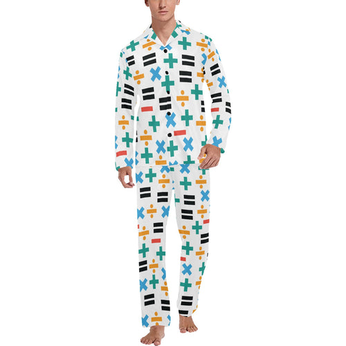 Math Pattern Print Design 05 Men's Long Pajama Set