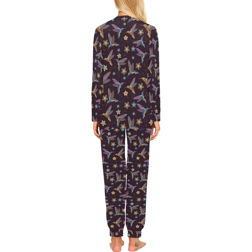 Hummingbird Pattern Print Design 04 Women's All Over Print Pajama Set